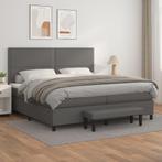 vidaXL Boxspring met matras kunstleer grijs 200x200 cm, Overige materialen, Verzenden, Overige maten, 200 cm