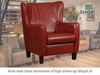 Leren fauteuil Hug - Granada Rouge (rood) - Poten hout, Huis en Inrichting, Fauteuils, Nieuw, Ophalen of Verzenden, 75 tot 100 cm