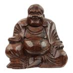 Houten Beeld Happy Boeddha (12 cm), Huis en Inrichting, Woonaccessoires | Boeddhabeelden, Nieuw, Verzenden