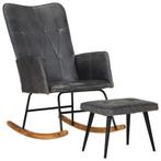 Relaxfauteuil Schommelstoel Leer Grijs | retourdeal | Com..., Ophalen of Verzenden, Nieuw, Grijs