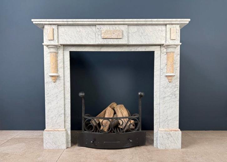 Witte Carrara marmeren omloop schouw mantel openhaard, Huis en Inrichting, Haarden, Zo goed als nieuw, Verzenden
