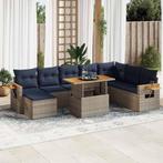 vidaXL 10-delige Loungeset met kussens poly rattan acacia, Verzenden, Nieuw, Rotan, Loungeset