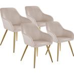 Eetkamerstoel Marilyn fluweellook, gouden poten - taupe/goud, Huis en Inrichting, Stoelen, Verzenden, Nieuw