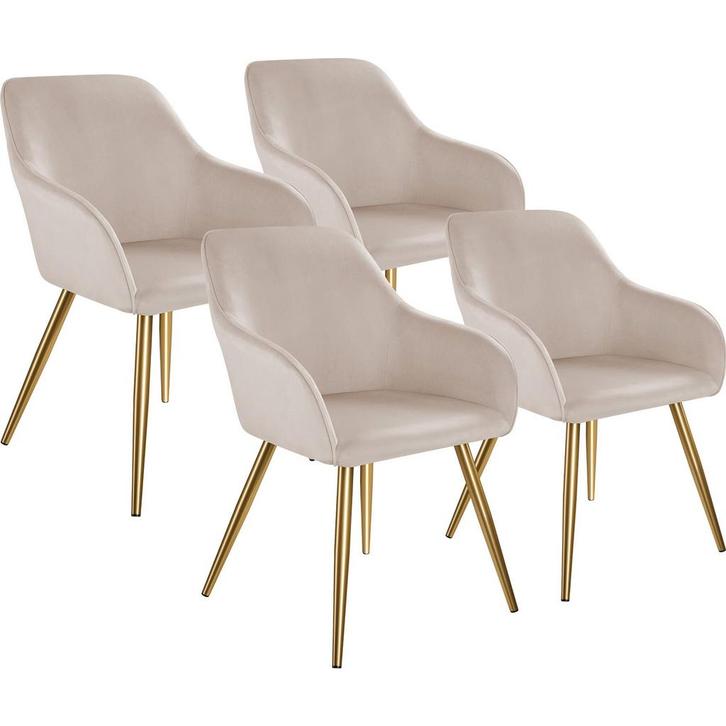 Eetkamerstoel Marilyn fluweellook, gouden poten - taupe/goud, Huis en Inrichting, Stoelen, Verzenden