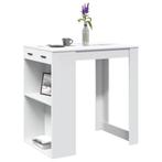 vidaXL Bartafel 102x70x103,5 cm bewerkt hout wit, Huis en Inrichting, Tafels | Eettafels, Verzenden, Nieuw