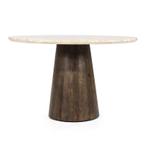 Eettafel Aikin - 130cm - Beige/Bruin - 95811 - eettafel, Huis en Inrichting, Tafels | Eettafels, Nieuw, Overige materialen