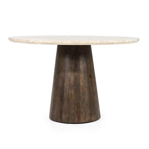 Eettafel Aikin - 130cm - Beige/Bruin - 95811 - eettafel, Huis en Inrichting, Tafels | Eettafels, Nieuw, Overige materialen