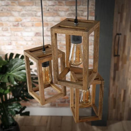 *WOONWINKEL* Trapse Hanglamp Hout, Huis en Inrichting, Lampen | Hanglampen, Nieuw, Verzenden