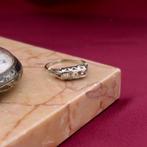 Witgouden rijring met diamant ; 0,15 ct. | Art-Deco, Gebruikt, Overige kleuren, Ophalen of Verzenden, Kleiner dan 17