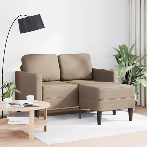 vidaXL 2-zitsbank met chaise longue L-vorm Cappuccino 125 cm, Huis en Inrichting, Banken | Bankstellen, Nieuw, Leer, Tweepersoons