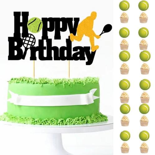 Tennis taart en cupcake topper set 13-delig, Sport en Fitness, Tennis, Nieuw, Overige merken, Overige typen, Verzenden