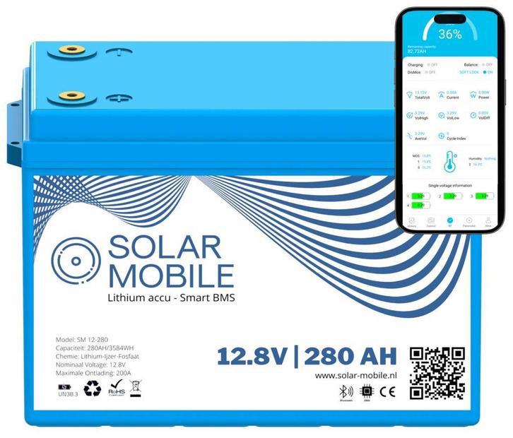 LiFePO4 12v 280ah BMS/bluetooth, Caravans en Kamperen, Camper-accessoires, Nieuw, Verzenden