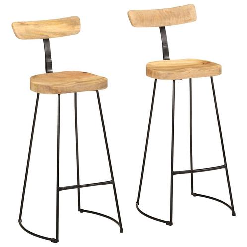 vidaXL Barkrukken 2 st 49x43x103 cm massief mangohout, Huis en Inrichting, Barkrukken, Nieuw, Verzenden