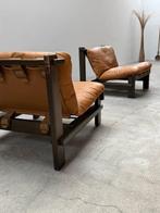 Carl Straub - Fauteuil (2) - Safari - Vurenhout, leer, Antiek en Kunst