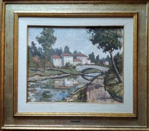 Renzo Paoletti (1922) - Case sul ponte, Antiek en Kunst, Kunst | Schilderijen | Klassiek