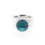 Zilveren brede dames ring met blauwe zirconia (LOOK!), Sieraden, Tassen en Uiterlijk, Ringen, Gebruikt, Overige kleuren, Ophalen of Verzenden