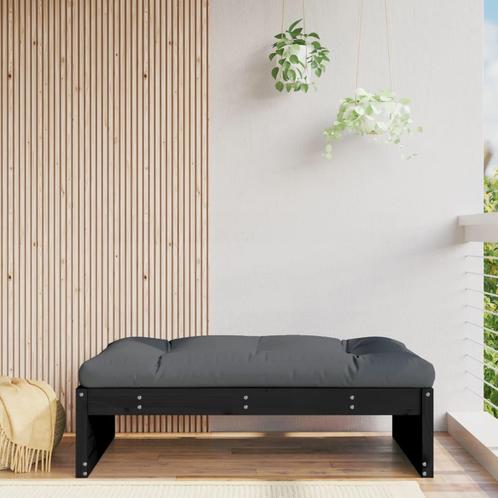 vidaXL Tuinvoetenbank 120x80 cm massief grenenhout zwart, Tuin en Terras, Tuinsets en Loungesets, Nieuw, Verzenden