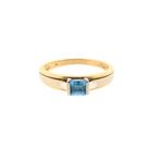 Gouden ring met aquamarijn (dames ring, 585, 14 karaat goud), Sieraden, Tassen en Uiterlijk, Gebruikt, Overige kleuren, Ophalen of Verzenden