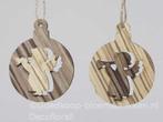 Hangers houten ballen 8cm. met engelen 2d naturel set van 2, Ophalen of Verzenden, Nieuw
