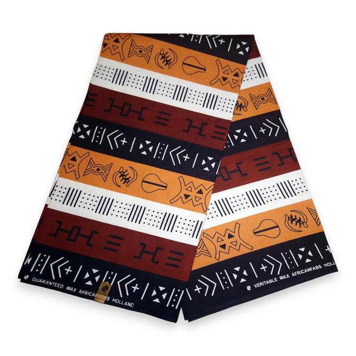 Afrikaanse Bruine Bogolan Symbols / Mud cloth print stof - T, Hobby en Vrije tijd, Stoffen en Lappen, Nieuw, Ophalen of Verzenden