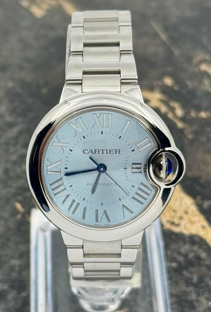 Cartier Ballon Bleu de Cartier 33mm - Ice Blue - WSBB0062, Sieraden, Tassen en Uiterlijk, Horloges | Dames, Staal, Nieuw, Staal