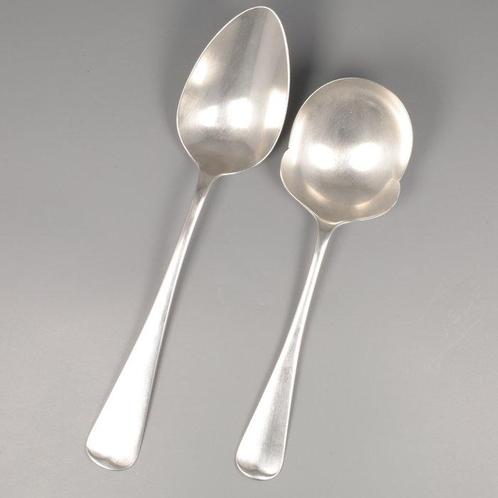 Groente serveerlepel & Aardappel serveerlepel Haags Lofje, Antiek en Kunst, Antiek | Goud en Zilver