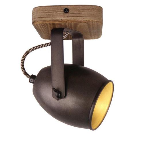 Zwarte plafondspot Chanice, metaal, vintage, Huis en Inrichting, Lampen | Plafondlampen, Nieuw, Ophalen of Verzenden
