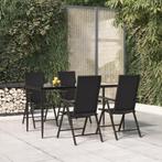 vidaXL 5-delige Tuinset poly rattan zwart, Tuin en Terras, 4 zitplaatsen, Nieuw, Tuinset, Verzenden