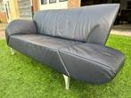 Bank JORI Longueville JR8100 leer blauw zetel sofa design, Leer, Rechte bank, Vierpersoons of meer, Zo goed als nieuw