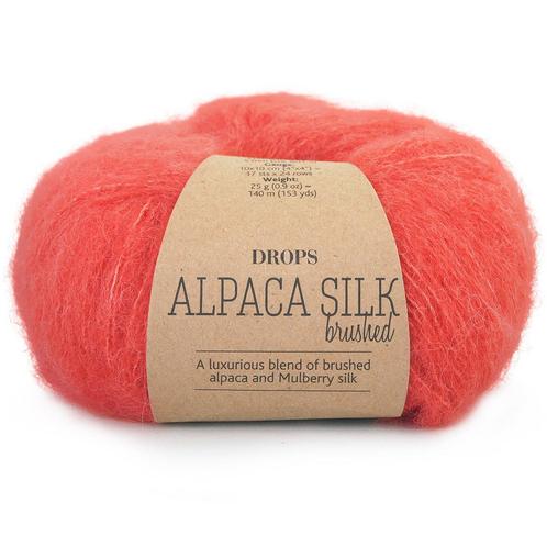 DROPS Brushed Alpaca Silk Uni Colour - 06 koraal - Wol Gar, Hobby en Vrije tijd, Breien en Haken, Ophalen of Verzenden
