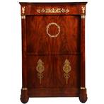 Empire secretaire abattant of klepbureau in mahonie met bron, Ophalen of Verzenden