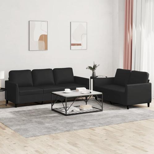 vidaXL 2-delige Loungeset met kussens kunstleer zwart, Huis en Inrichting, Banken | Bankstellen, Nieuw, 200 tot 250 cm, Leer, Vierpersoons of meer