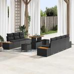 vidaXL Tuin Sofa Set met kussen 10 pcs Zwart Poly riet, Tuin en Terras, Verzenden, Nieuw, Rotan