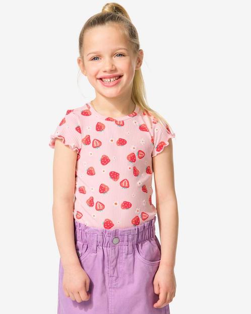HEMA Kinder T-shirt rib aardbei roze, Kinderen en Baby's, Kinderkleding | Overige, Nieuw, Verzenden