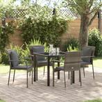 vidaXL 5-delige tuinset met kussens in het grijs van poly, Tuin en Terras, Tuinsets en Loungesets, Verzenden, Nieuw, Rotan, Tuinset
