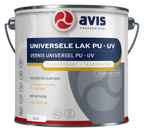 Avis universele lak pu uv zijdeglans, 2,5 liter, transparant, Doe-het-zelf en Verbouw, Verf, Beits en Lak, Nieuw, Verzenden