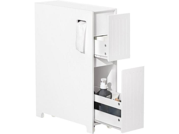 SoBuy BZR111-W - Smalle Badkamerkast - 1 deur 2 lades - Wit, Huis en Inrichting, Overige Huis en Inrichting, Nieuw, Verzenden