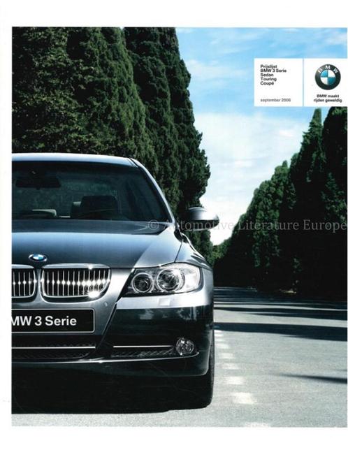 2006 BMW 3 SERIE PRIJSLIJST NEDERLANDS, Boeken, Auto's | Folders en Tijdschriften, Porsche