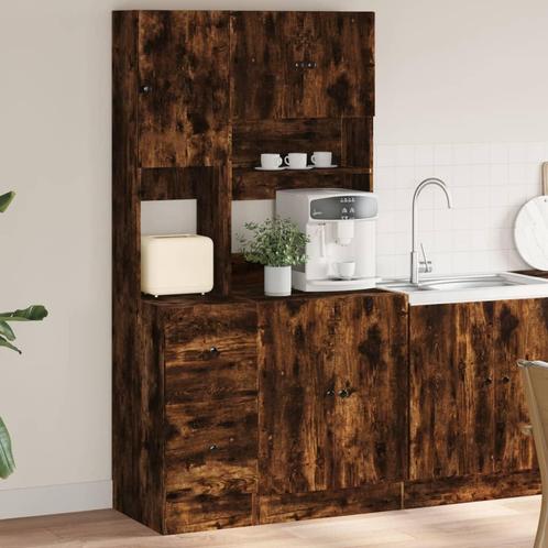 vidaXL Keukenkast 95x50x180 cm bewerkt hout gerookt, Huis en Inrichting, Keuken | Keukenelementen, Bruin, Nieuw, Verzenden