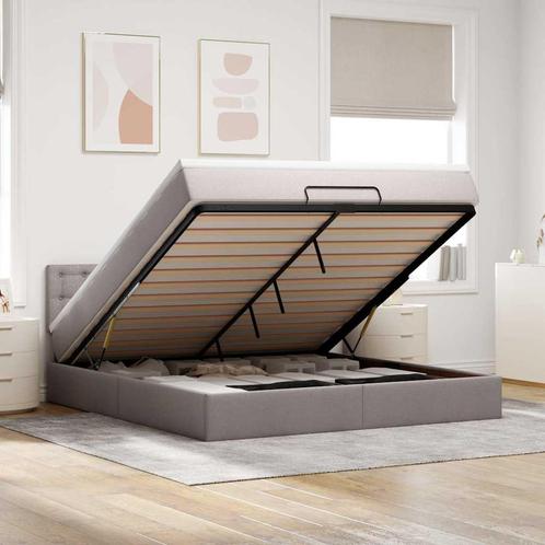 vidaXL Ottoman bed met matras 180x200cm stof taupe, Huis en Inrichting, Slaapkamer | Bedden, 80 cm, 200 cm, Eenpersoons, Nieuw