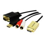 Premium HDMI naar VGA + Tulp 2RCA kabel / zwart -, Audio, Tv en Foto, Audiokabels en Televisiekabels, Nieuw, Ophalen of Verzenden