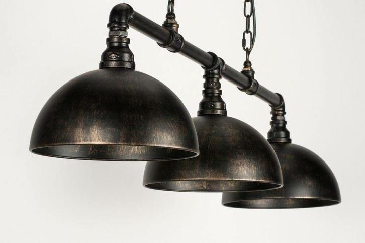 Rietveld Hanglampen - Zwart, Roest, Brons - Metaal, Huis en Inrichting, Lampen | Hanglampen, Verzenden