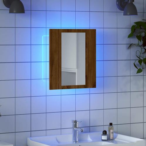 vidaXL Badkamerspiegelkast LED 40x12x45 cm bewerkt hout, Huis en Inrichting, Tafels | Kaptafels, Nieuw, Verzenden