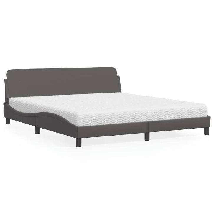 vidaXL Bed met matras Dover kunstleer grijs 180x200 cm, Huis en Inrichting, Slaapkamer | Bedden, 80 cm, 200 cm, Grijs, Eenpersoons