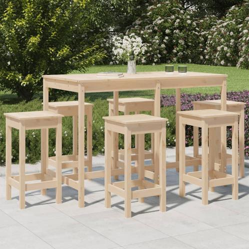 vidaXL 7-delige Tuinbarset massief grenenhout, Tuin en Terras, Tuinsets en Loungesets, Nieuw, 7 zitplaatsen, Verzenden
