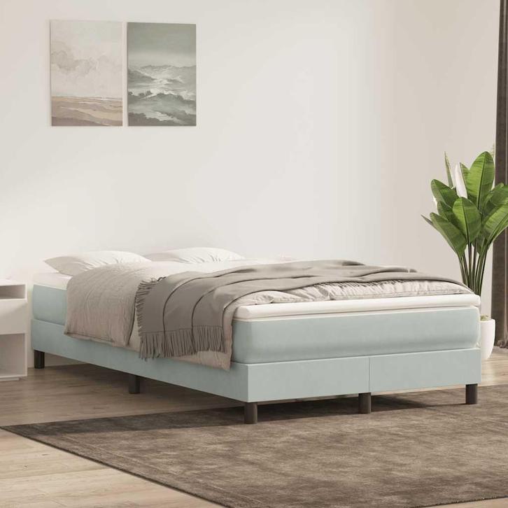 vidaXL Boxspring zonder matras fluweel lichtgrijs 120x220 cm, Huis en Inrichting, Slaapkamer | Bedden, Grijs, Nieuw, Stof, Verzenden