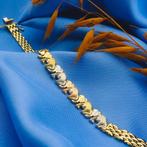 18 Krt. Gouden bismarck schakel armband met olifanten | 1..., Goud, Gebruikt, Ophalen of Verzenden, Overige kleuren