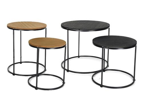 Salontafels - set van 2 ronde salontafels-Zwart, Huis en Inrichting, Tafels | Bijzettafels, Nieuw, Verzenden
