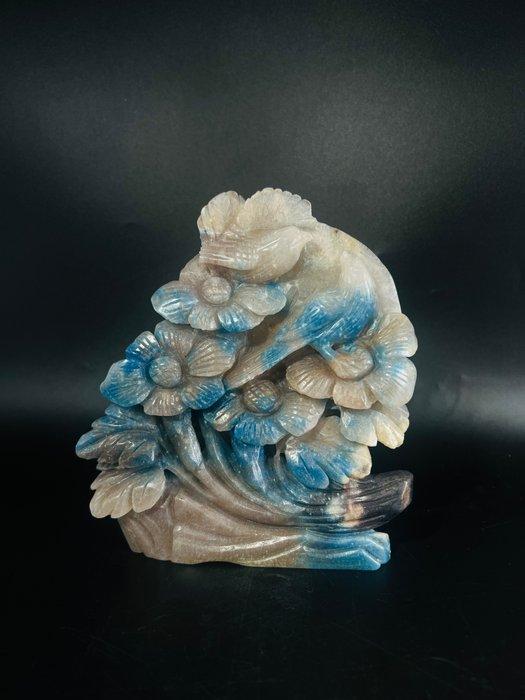 Trolleite snijwerk Vogels rusten tussen de bloesems |, Verzamelen, Mineralen en Fossielen