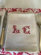 Vroege 20e eeuw damast linnen servetten met initialen L.C. -, Antiek en Kunst